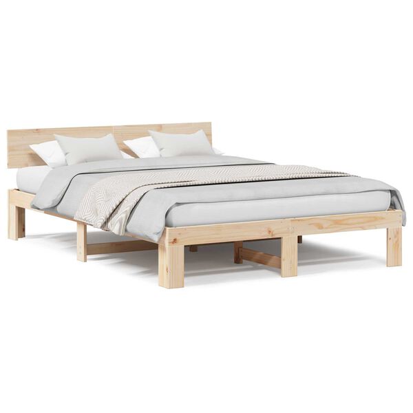 vidaXL Σκελετός Κρεβατιού Καφέ 140 x 200 cm Μασίφ ξύλο πεύκου