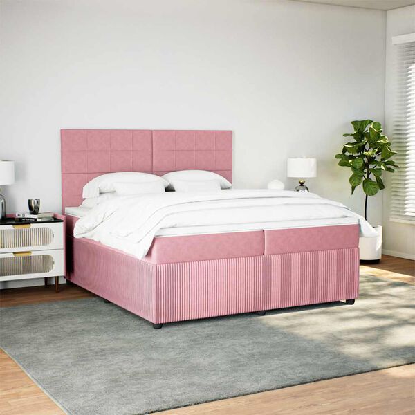 vidaXL &Kappa;&rho;&epsilon;&beta;ά&tau;&iota; Boxspring &mu;&epsilon; &Sigma;&tau;&rho;ώ&mu;&alpha; &Rho;&omicron;&zeta; 200x200 &epsilon;&kappa;. &Beta;&epsilon;&lambda;&omicron;ύ&delta;&iota;&nu;&omicron;