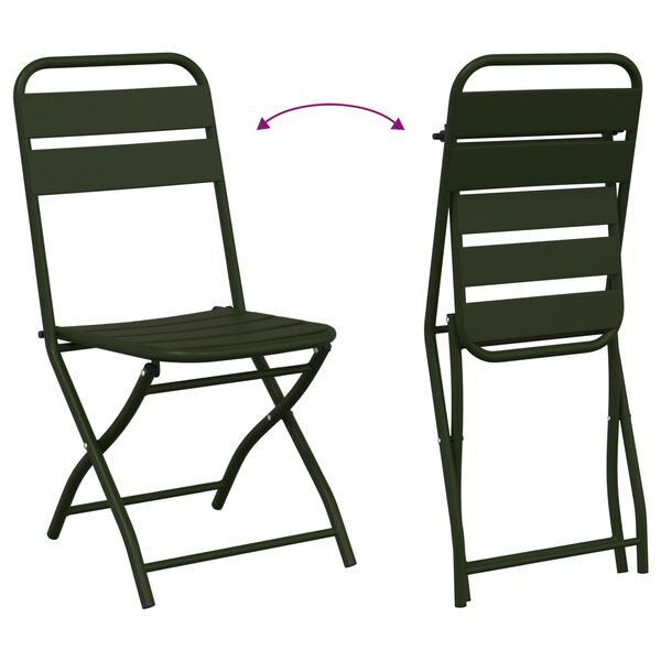 vidaXL Πτυσσόμενη Καρέκλα Κήπου 2 pcs Πράσινο 55 x 56.5 x 91εκ Ατσάλι