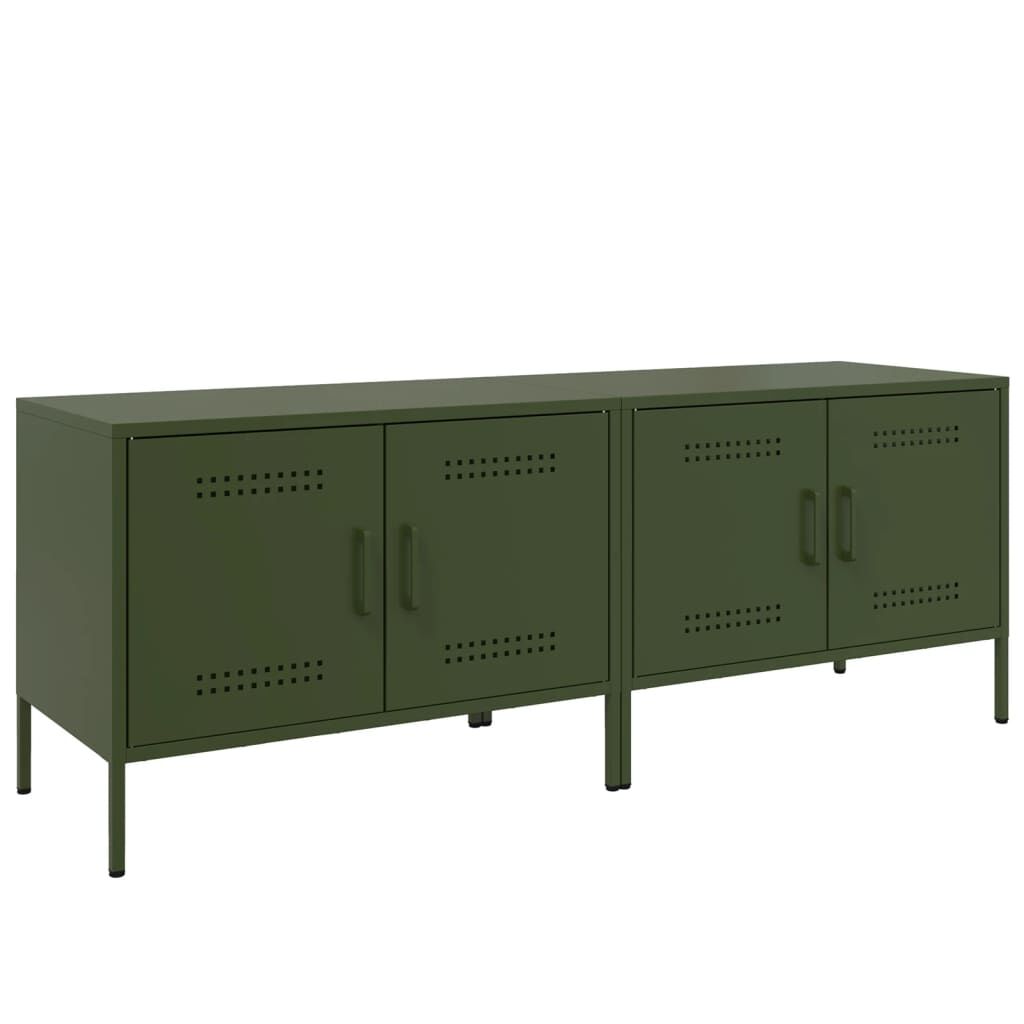 vidaXL Έπιπλα Τηλεόρασης 2 τεμ. Πράσινο Λαδί 68x39x50,5 εκ. από Χάλυβα