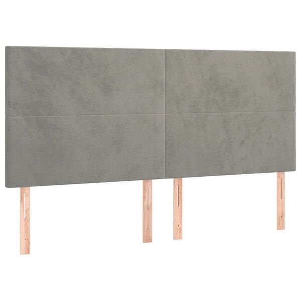 vidaXL Κρεβάτι Boxspring με Στρώμα & LED Αν.Γκρι 180x200 εκ. Βελούδινο