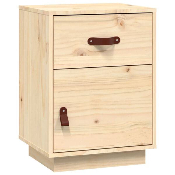 vidaXL Κομοδίνο Λευκό 40 x 34 x 55 εκ. από Μασίφ Ξύλο Πεύκου