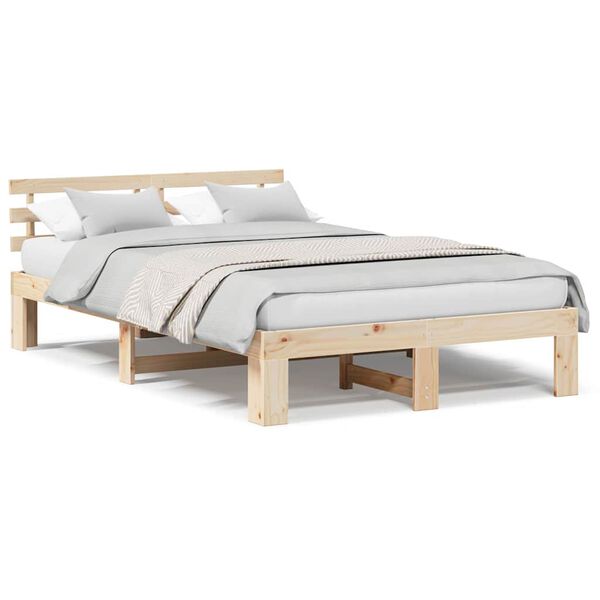 vidaXL Σκελετός Κρεβατιού Καφέ 120 x 200 cm Μασίφ ξύλο πεύκου