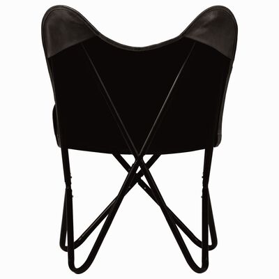 vidaXL Καρέκλα Πεταλούδα Παιδική Μαύρη από Γνήσιο Δέρμα