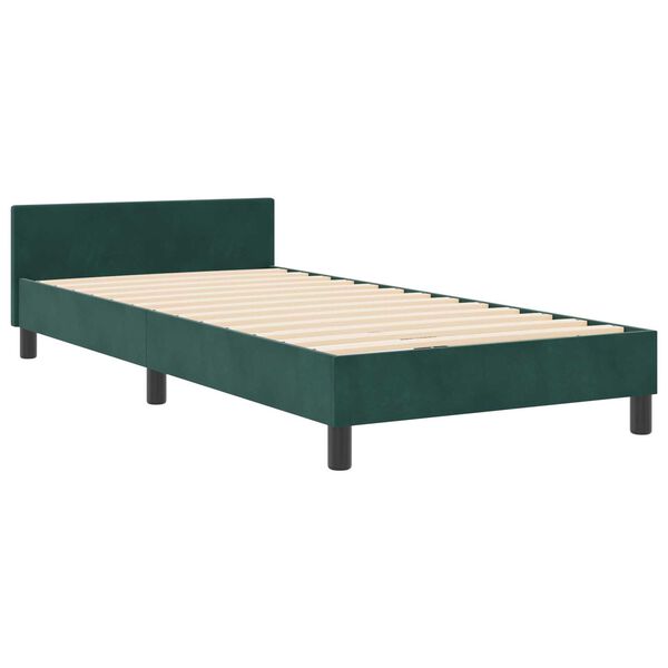vidaXL Σκελετός Κρεβατιού Σκούρο πράσινο 90 x 190 cm Βελούδο