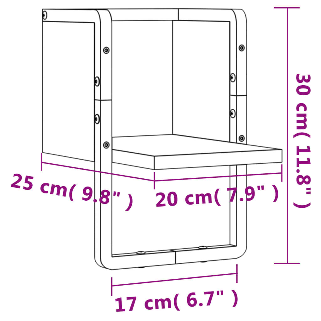 vidaXL Ράφι Τοίχου με Μπάρα Sonoma Δρυς 20x25x30 εκ.