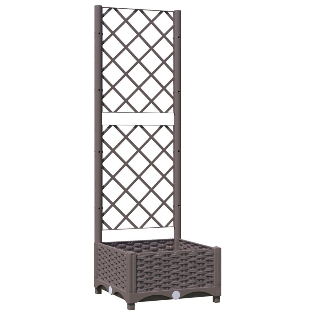 vidaXL Ζαρντινιέρα Κήπου με Καφασωτό Καφέ 40 x 40 x 121,5 εκ. από PP