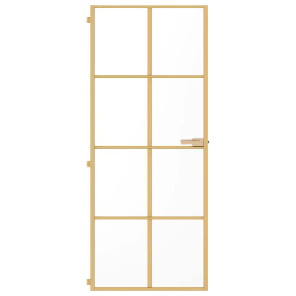 vidaXL Εσωτερική Πόρτα Χρυσή 83 x 201,5 εκ. Ψημένο Γυαλί & Αλουμίνιο