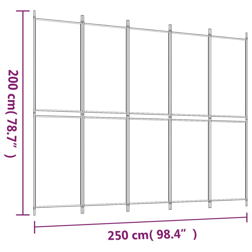 vidaXL Διαχωριστικό Δωματίου με 5 Πάνελ Καφέ 250x200 εκ. από Ύφασμα