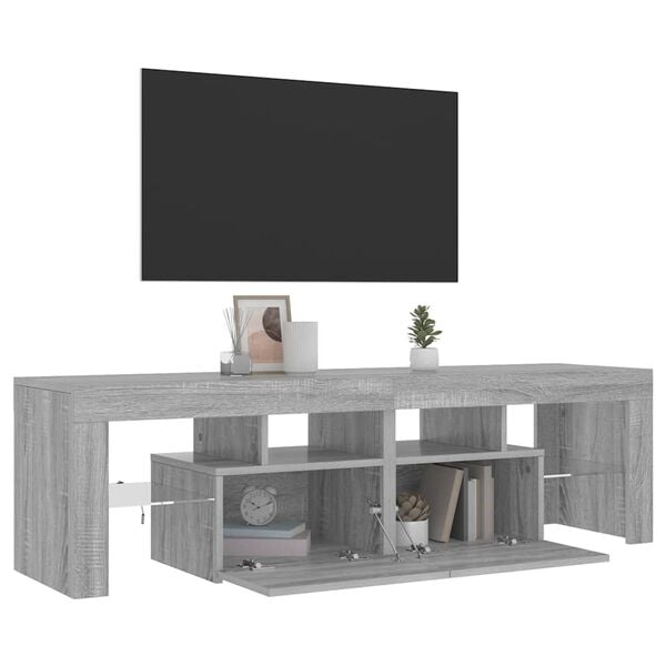 vidaXL Έπιπλο Τηλεόρασης με LED Γκρι Sonoma 140 x 36,5 x 40 εκ.