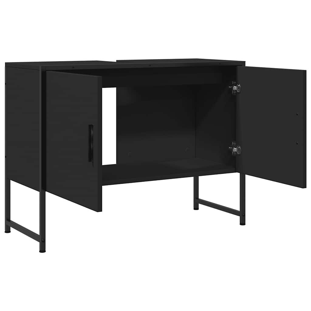 vidaXL Ντουλάπι Μπάνιου Νιπτήρα Μαύρο 80 x 33 x 60 εκ. Επεξ. Ξύλο