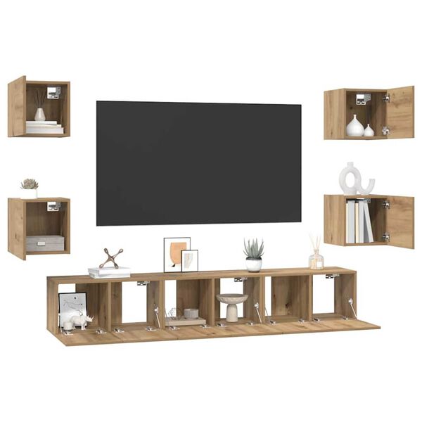 vidaXL &Sigma;&epsilon;&tau; &epsilon;&pi;ί&pi;&lambda;&omicron;&upsilon; &tau;&eta;&lambda;&epsilon;ό&rho;&alpha;&sigma;&eta;&sigmaf; 7 pcs Artisan Oak &Epsilon;&pi;&epsilon;&xi;&epsilon;&rho;&gamma;&alpha;&sigma;&mu;έ&nu;&omicron; &xi;ύ&lambda;&omicron;