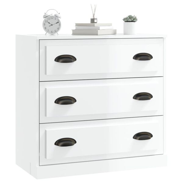 vidaXL Ντουλάπι Γυαλιστερό Λευκό 70x35,5x67,5 εκ. Επεξεργασμένο Ξύλο