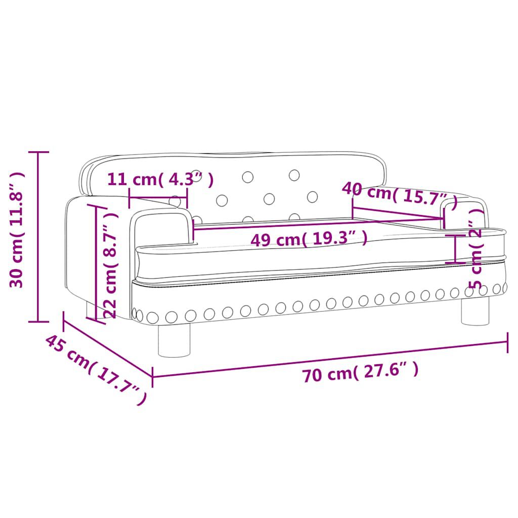 vidaXL Καναπές Παιδικός Ροζ 70 x 45 x 30 εκ. από Βελούδο