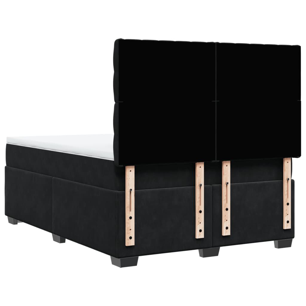 vidaXL Κρεβάτι Boxspring με Στρώμα Μαύρο 140x190 εκ. Βελούδινο