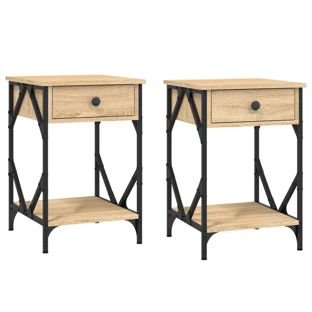 vidaXL Κομοδίνα 2 τεμ. Sonoma Δρυς 40x42x60 εκ. από Επεξεργασμένο Ξύλο