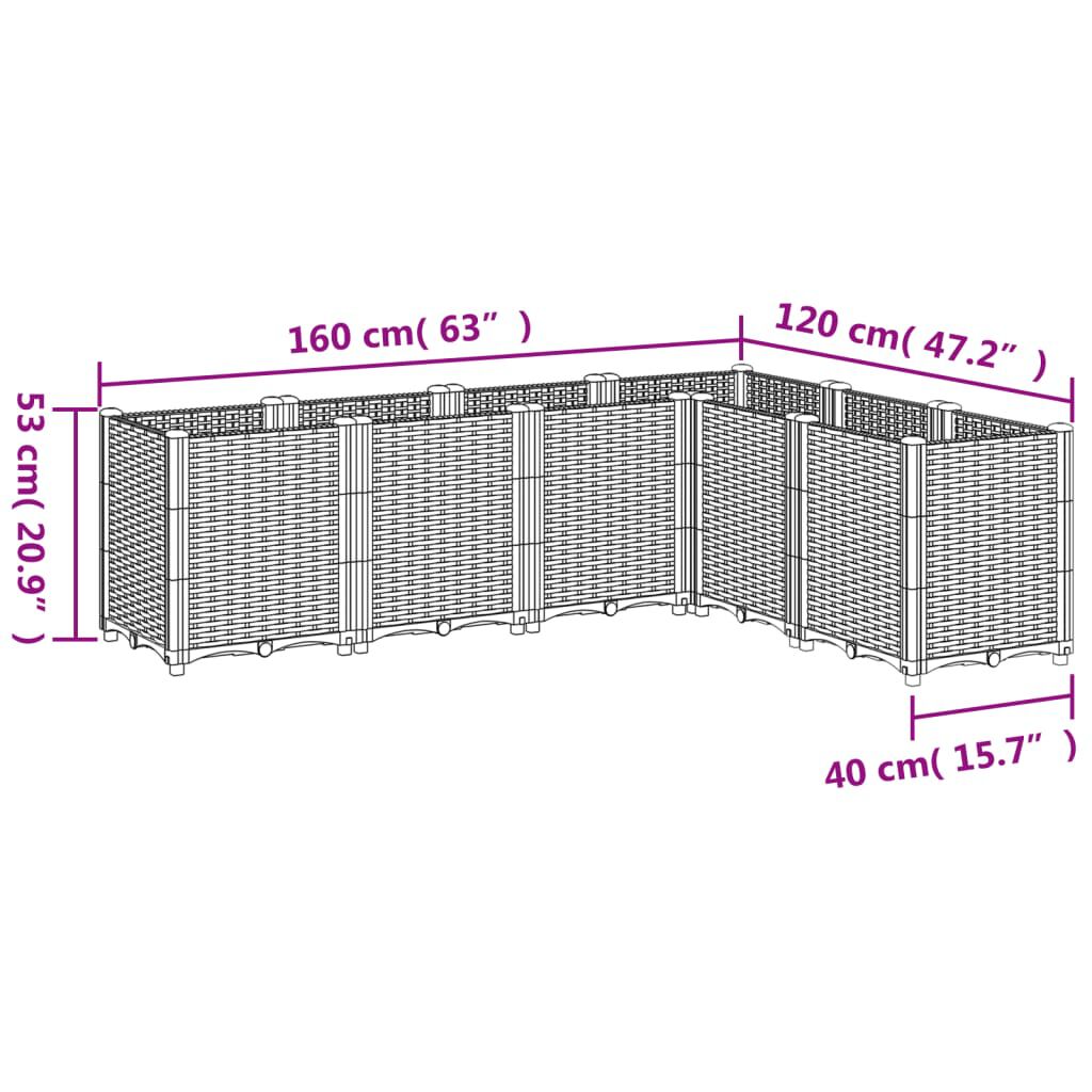 vidaXL Ζαρντινιέρα Κήπου Μαύρη 160x120x53 εκ. Πολυπροπυλένιο