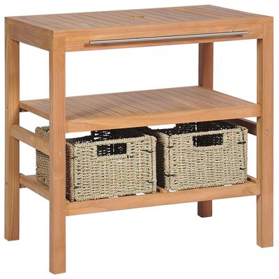 vidaXL Έπιπλο Μπάνιου 74x45x75 εκ. από Μασίφ Ξύλο Teak με 2 Καλάθια
