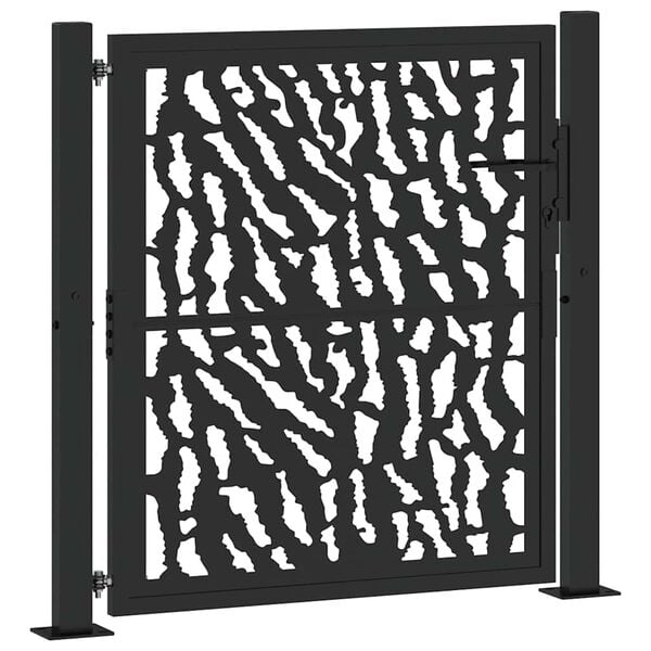 vidaXL Πύλη κήπου Μαύρη 105x106 cm Ατσάλινο ίχνος σχεδιασμού