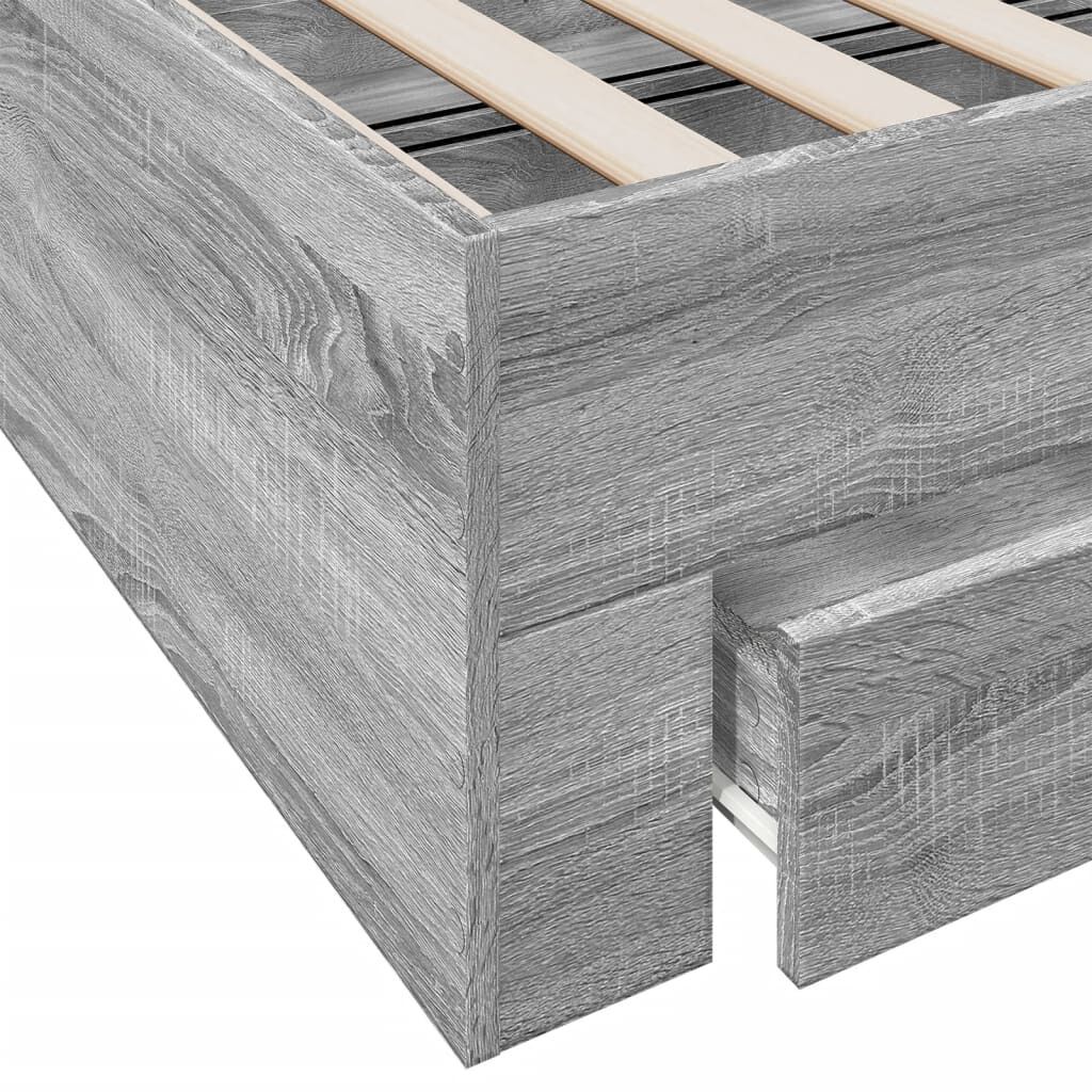 vidaXL Πλαίσιο Κρεβατιού με συρτάρια Γκρι sonoma 90x200εκ. Επεξ. Ξύλο