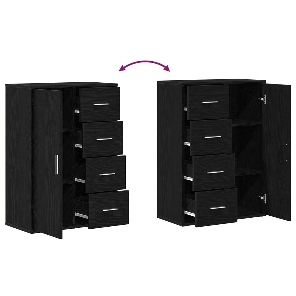 vidaXL Μπουφέδες 2 τεμ Μαύρος Δρυς 60x31x84 εκ Συνθετικό ξύλο