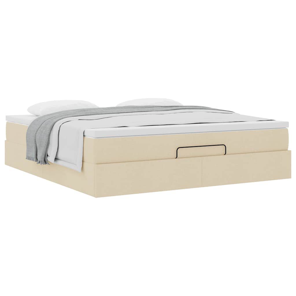 vidaXL Οθωμανικό κρεβάτι με στρώμα Cream 180x200cm ύφασμα