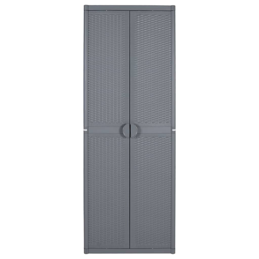 vidaXL Ντουλάπι Αποθήκευσης Κήπου Γκρι 65x45x172 εκ. από Ρατάν PP