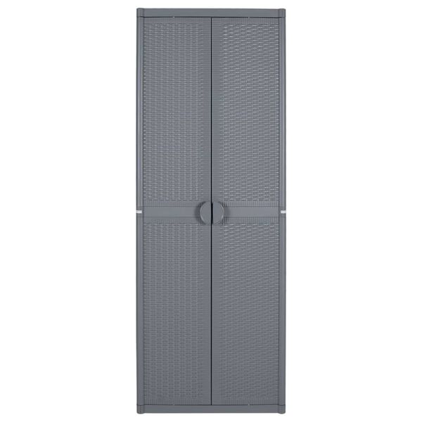 vidaXL Ντουλάπι Αποθήκευσης Κήπου Γκρι 65x45x172 εκ. από Ρατάν PP