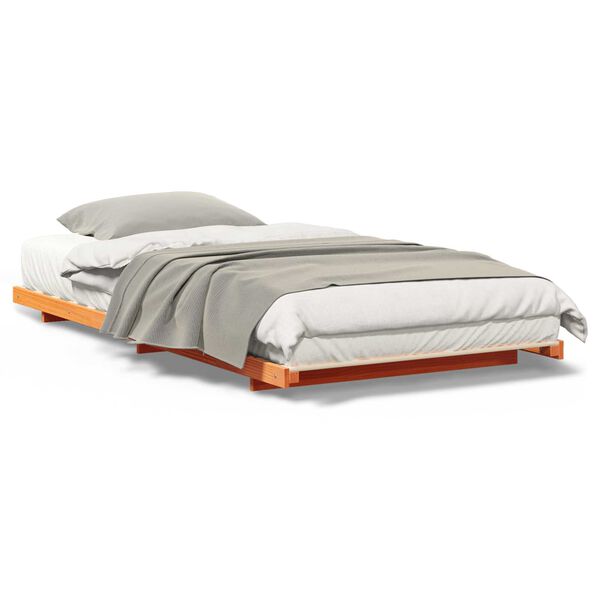 vidaXL Κρεβάτι δαπέδου Καφέ κεριού 100 x 210 cm Μασίφ ξύλο πεύκου
