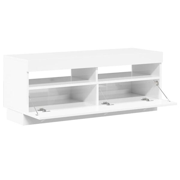 vidaXL Έπιπλο Τηλεόρασης με LED Γυαλιστερό Άσπρο 100 x 35 x 40 εκ.