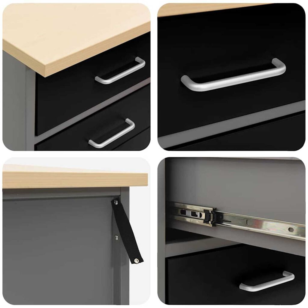 vidaXL Ντουλάπα Εργασίας 2 pcs Μαύρο και Γκρι 100 x 55 x 85 εκ.