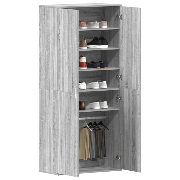 vidaXL Ντουλάπα Παπουτσιών Γκρι Σονομα 80x39x180 εκ. Επεξεργασμένο Ξύλο