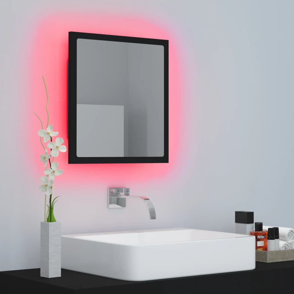 vidaXL Καθρέφτης Μπάνιου με LED Μαύρος 40 x 8,5 x 37 εκ. Ακρυλικός