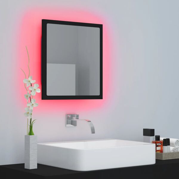 vidaXL Καθρέφτης Μπάνιου με LED Μαύρος 40 x 8,5 x 37 εκ. Ακρυλικός