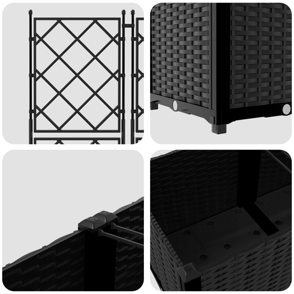 vidaXL Γλάστρα Κήπου με Πλέγμα 2 τεμ Μαύρη 80x40x143 εκ.