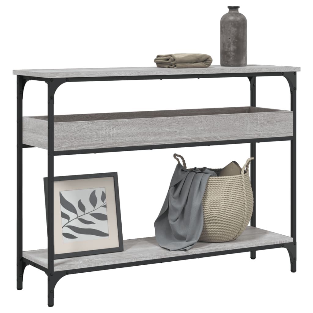 vidaXL Τραπέζι Κονσόλα με Ράφι Γκρι Sonoma 100x29x75 εκ. Επεξεργ. Ξύλο
