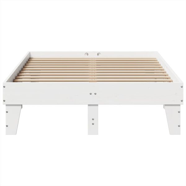 vidaXL Σκελετός Κρεβ. Χωρίς Στρώμα Λευκό 135x190 εκ Μασίφ Πεύκο