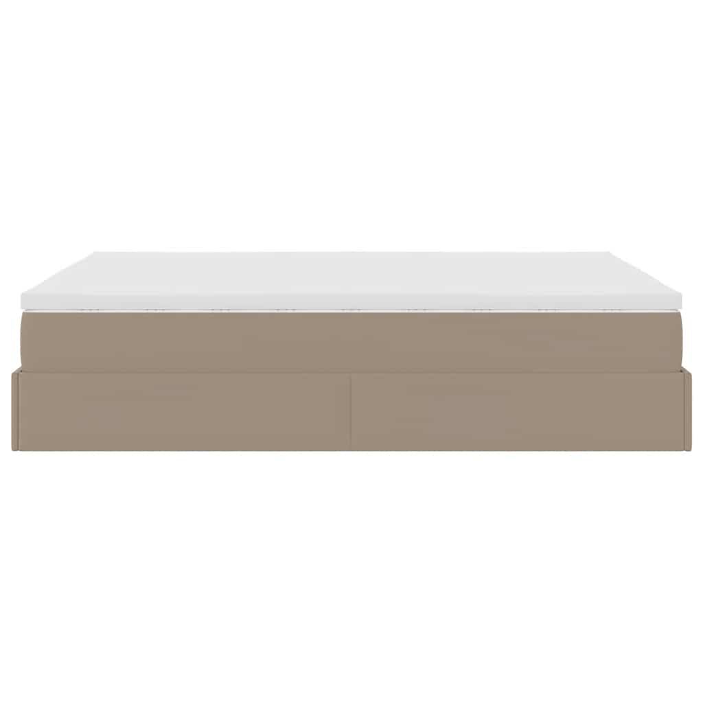 vidaXL Οθωμανικό κρεβάτι με στρώμα Cappucino 140x190cm Faux Leather