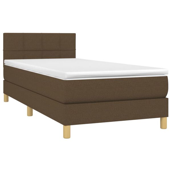 vidaXL Κρεβάτι Boxspring με Στρώμα & LED Σκ.Καφέ 80x200 εκ. Υφασμάτινο