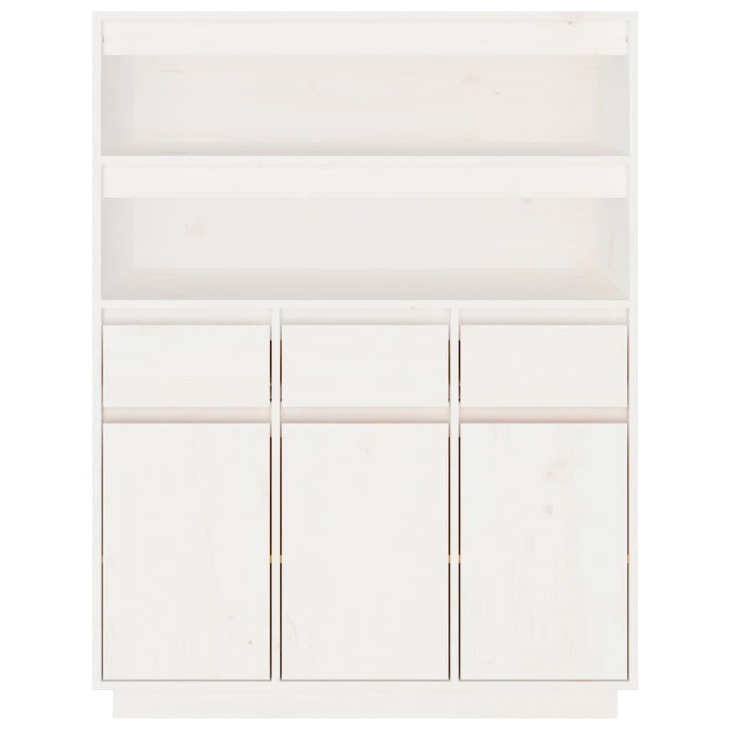 vidaXL Ντουλάπι Ψηλό Λευκό 89x40x116,5 εκ. από Μασίφ Ξύλο Πεύκου