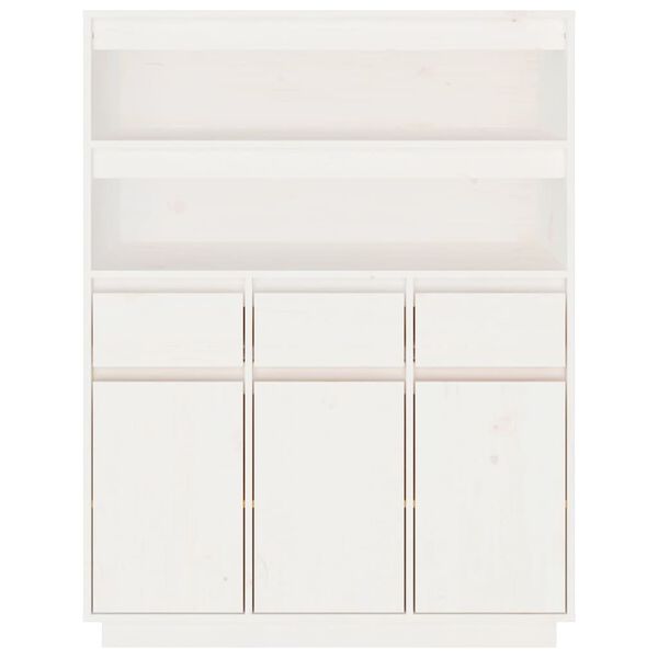 vidaXL Ντουλάπι Ψηλό Λευκό 89x40x116,5 εκ. από Μασίφ Ξύλο Πεύκου