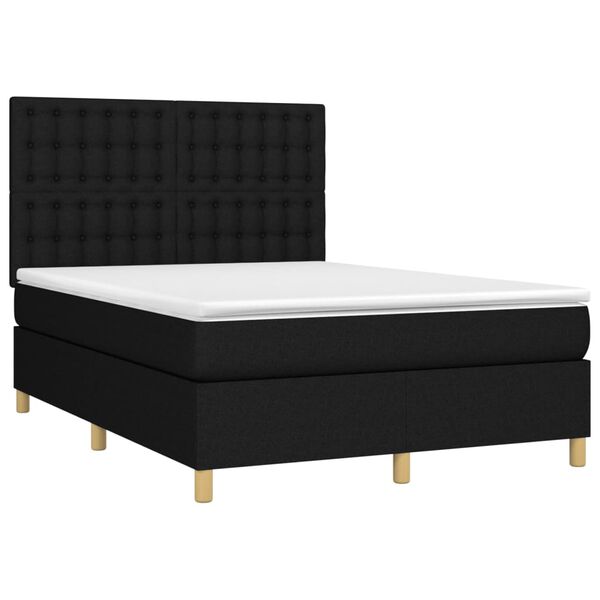 vidaXL &Kappa;&rho;&epsilon;&beta;ά&tau;&iota; Boxspring &mu;&epsilon; &Sigma;&tau;&rho;ώ&mu;&alpha; & LED &Mu;&alpha;ύ&rho;&omicron; 140x200 &epsilon;&kappa;. &Upsilon;&phi;&alpha;&sigma;&mu;ά&tau;&iota;&nu;&omicron;