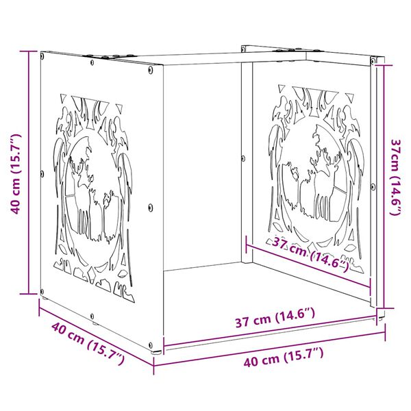 vidaXL Ράφι Καυσόξυλων Ανθρακί 40x40x40 εκ. Χάλυβας ψυχρής έλασης