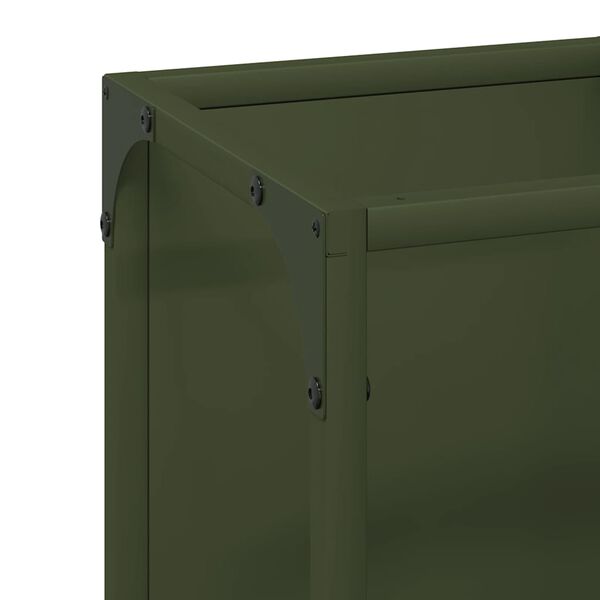 vidaXL Ράφι για καυσόξυλα Ελαιοπράσινο 25x25x80cm Ατσάλι ψυχρής έλασης