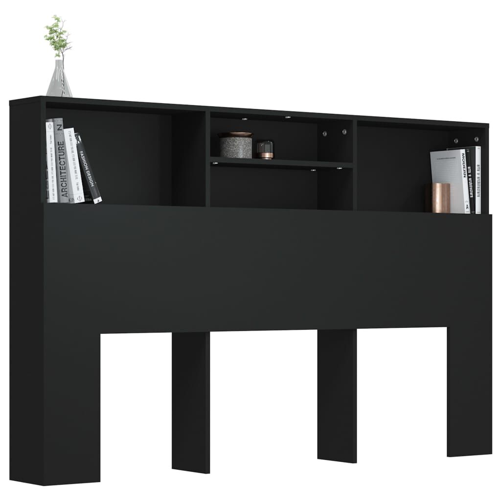 vidaXL Κεφαλάρι Με Αποθηκευτικό Χώρο Μαύρο 160 x 19 x 103,5 εκ.