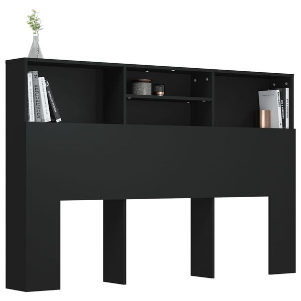 vidaXL Κεφαλάρι Με Αποθηκευτικό Χώρο Μαύρο 160 x 19 x 103,5 εκ.