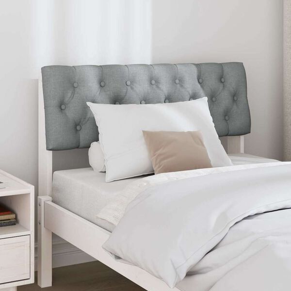 vidaXL Ταπετσαρισμένο κεφαλάρι Ανοιχτό γκρι 90 cm Στερεά ξυλεία πεύκου