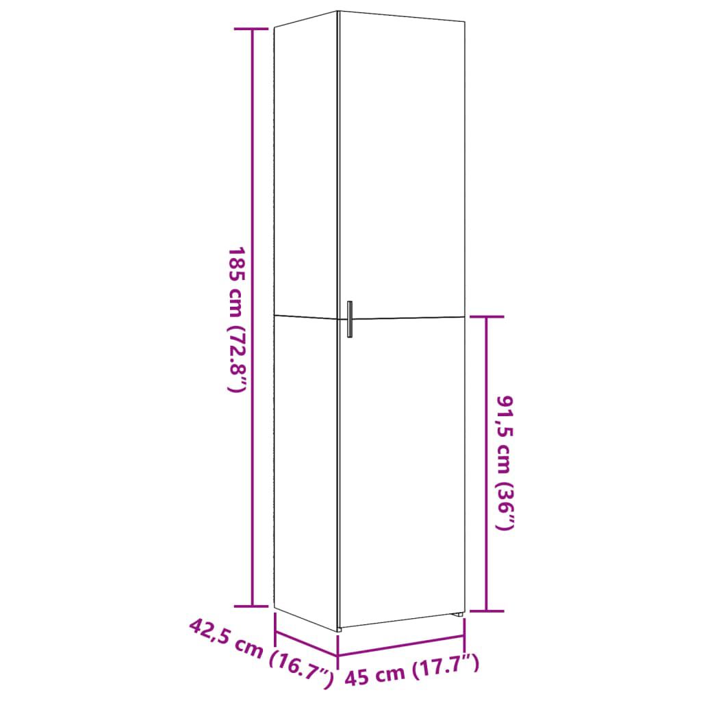 vidaXL Ντουλάπι Λευκό 45x42,5x185 εκ. από Επεξεργασμένο Ξύλο