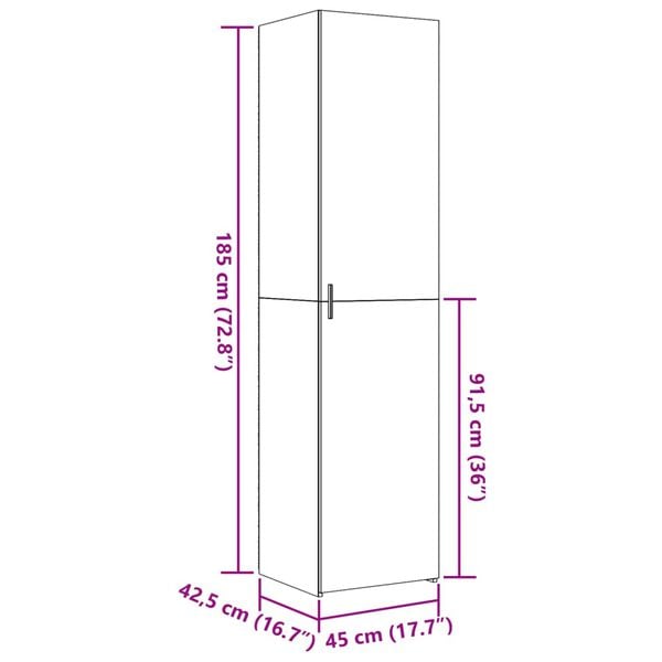 vidaXL Ντουλάπι Λευκό 45x42,5x185 εκ. από Επεξεργασμένο Ξύλο