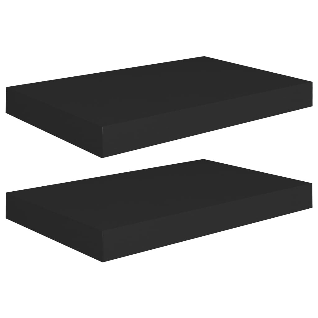 vidaXL Ράφια Τοίχου 2 τεμ. Μαύρα 40x23x3,8 εκ. MDF